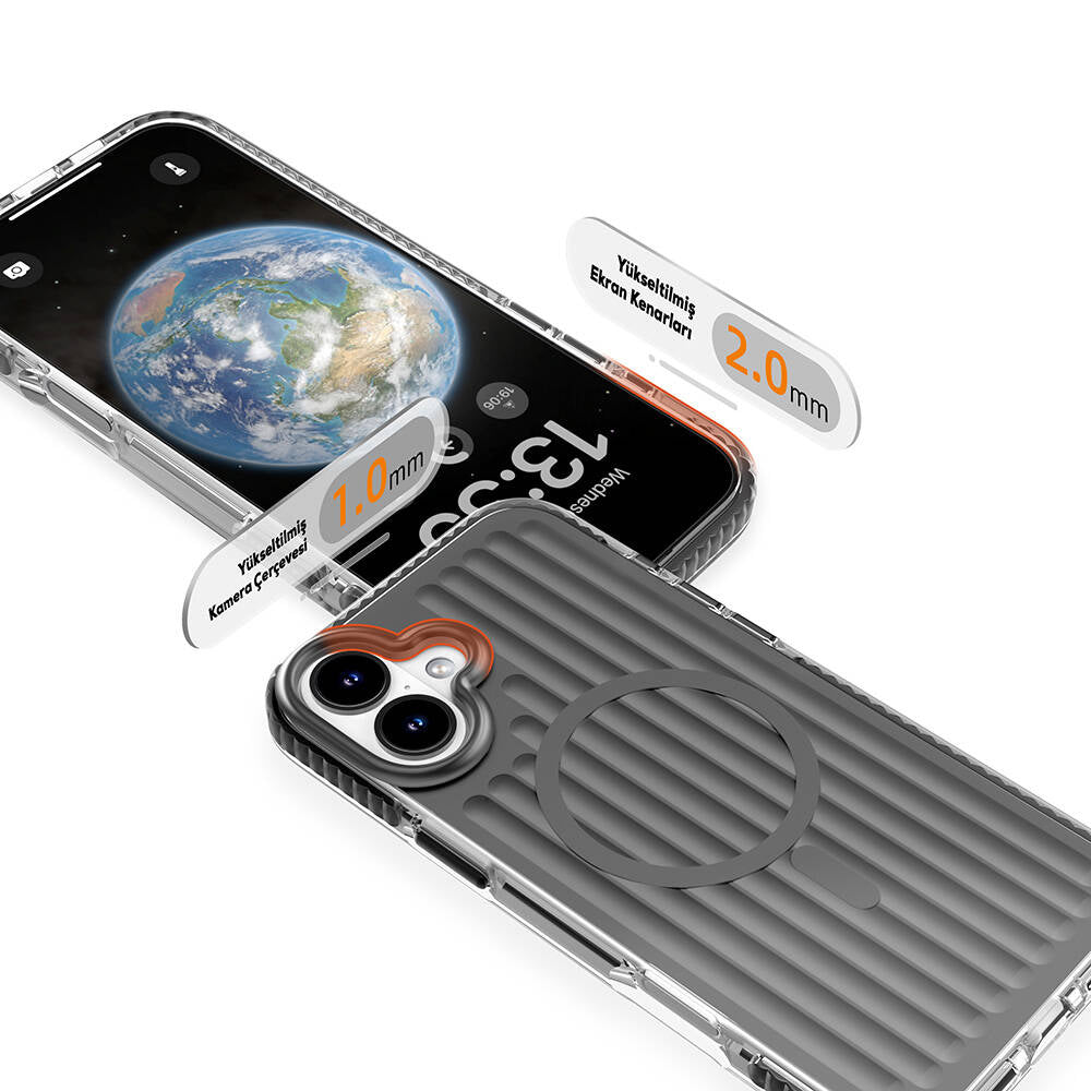 iPhone 16 Kılıf M-safe Şarj Özellikli Oyuklu Tasarım Mutural Bumpy Clear Kılıf iPhone 16 Kılıf M-safe Şarj Özellikli Oyuklu Tasarım Mutural Bumpy Clear Kılıf